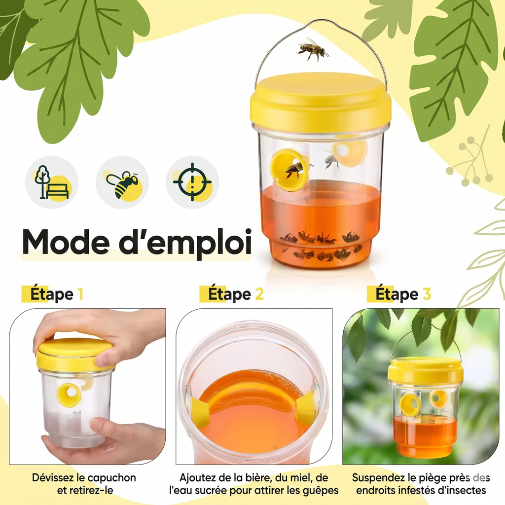Bouclier Guêpes Sculpya™ — Piège Anti-Guêpes & Frelons Réutilisable